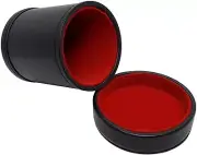 PU Leather Premium Red Felt Lined Dice Cup + Matching Tray Lid for Quieter Shake