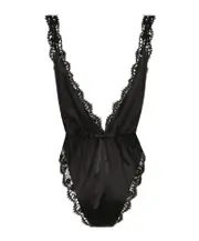 Dolce Gabbana High-Cut Leg Satin Bodysuit 4 black