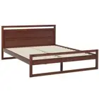 Double Size Wooden Bed Frame Walnut WITTON Modern Bedroom Furniture AL-AB