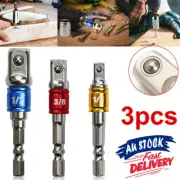3Size Hex Shank Impact 1/2" 1/4" 3/8" Driver Adapter Set Socket Drill Bits