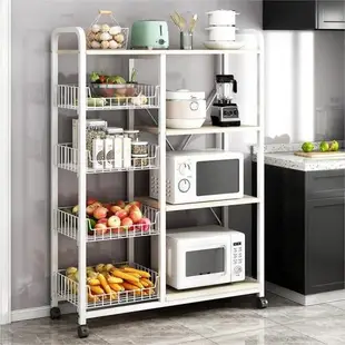 廚房置物架落地多層微波爐烤箱收納架多功能家用果蔬菜籃子儲物架