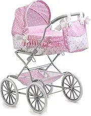 JC Toys | Berenguer Boutique | Royal Baby Doll Pram | Pink | Ages 3+