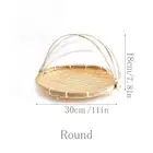 AU Round Large 40X24Cm Bamboo Fruit And Vegetable Basket Anti-Mosquito Screen