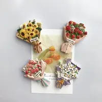 在飛比找樂天市場購物網優惠-【4個包郵】ins創意3D立體樹脂玫瑰花康乃馨向日葵百合花束