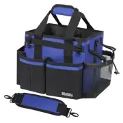 Compact Wearable Cleaning Caddy, Small Cleaning Caddy Supplies Organizer Blue