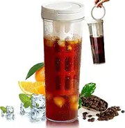 Portable Cold Brew Coffee Maker, XICEN Cold Brew Bottle With Handle For Travel, Office Coffee cup with Mesh Filter, 1L(34oz) Cold Brew Cup for Tea, Coffee (White)