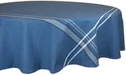 DII 100% Cotton, Machine Washable, Everyday French Stripe Kitchen Tablecloth for Dinner Parties, Summer & Outdoor Picnics - 70" Round Seats 4 to 6 People, Blue Chambray