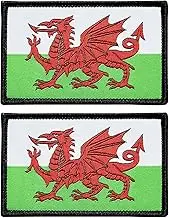stidsds 2 Pack Welsh Flag Patch Welsh Flags Embroidered Patches Wales Flags Military Tactical Hook and Loop Fastener Patch for Clothes Hat Backpacks Pride Decorations