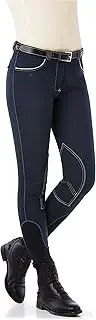 [Equi-ThËme] Equi-Theme/Equit'M Unisex's 979439714 Verona Breeches, Navy/Beige Contrasts and Piping, One Size