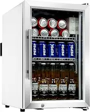 Whistler Outdoor Beverage Mini Fridge, 80-liter 90-Cans Large Capacity, Energy-saving Stainless Steel Outdoor Bar Fridge and Indoor Under Counter Cooler