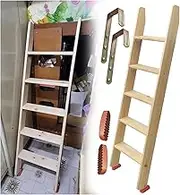 5 Step Bunk Bed Ladder, RV Bunk Bed Ladder Replacement with Hook Bracket and Non-Slip Feet, 300kg Load Capacity