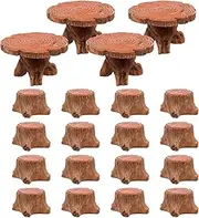 ZFLYCANP 20 Pcs Resin Micro Landscape Stake Table and Chair Ornament, Miniature Table and Chair Decoration Simulation for DIY, Micro Landscape Ornament Fairy for Dollhouse