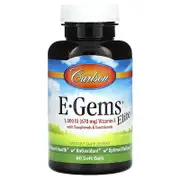 Carlson, E-Gems Elite, Vitamin E with Tocopherols & Tocotrienols, 670 mg (1,000 IU), 60 Soft Gels