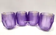 Rachel Zoe Crystal Cut Purple Frosted Acrylic Tumbler Glasses Set of 4