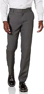 [Amazon Essentials] Men's Slim-Fit Flat-Front Dress Pant, Dark Grey, 34W x 28L