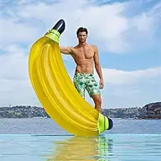 Swim Ring Giant Inflatable Banana Floating Bed,Children's Water Toy Swimming Ring Swimming Pool Raft Lounger Beach Float for Adults and Kids(Yellow) LWX