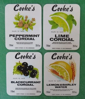 Vintage Unused Cordial Labels: COOKE'S x 4