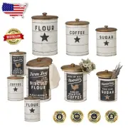 Charming 3-Piece Farmhouse Canister Set with Wooden Lids - Kitchen Organization