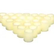 Battery Operated Flameless Votive Candles Small 24 Pack White/White Light