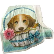 Animal Dogs Art Cute Dachshund in Basket Throw Blanket