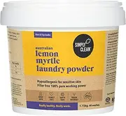 SimplyClean Lemon Myrtle Laundry Powder - Natural Laundry Detergent for Sensitive Skin - Plant Based - Phosphate Free Concentrated Washing Powder - 88 Washes - 1.75kg