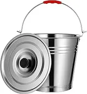 Small Ash Bucket Metal Trash Can with Lid and Handle Outdoor Galvanized Dog Poop Trash Can for Outdoors Stainless Steel Fireplace Lid Stainless Steel Container
