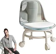 Clear Rolling Stool | Stools for Kitchen Counter Supports Up to 600kg - Small Rolling Stool, Low Round Rolling Stool with Heavy Duty Wheels with 360° Rotation for Bar