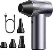 COSANO Full-Metal Jet Dry Mini Blower – 300,000 RPM Electric Air Duster – Rechargeable Compressed Air Blower – High-Power Air Duster with 3 Speeds & 4 Nozzles for Keyboards, Car and Outdoors Cleaning