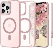 iPhone 11 Pro Max Phone Case, ElestBela iPhone 11 Pro Max Case, [Compatible with MagSafe] Magnetic Translucent Matte Wrist Strap Slim Shockproof Protective Phone Cover iPhone 11 Pro Max Pink