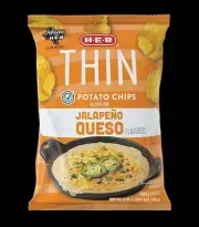 Thin Jalapeño Queso (Cheesy Jalapeño) Flavored Potato Chips 9oz Bag