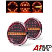 Dynamic Slim Round LED Tail Lights X2 Rear Brake Stop Indicator Trailer Truck