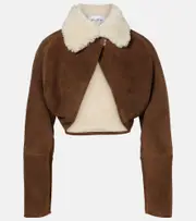 [Alaia] Alaïa Shearling-trimmed suede jacket AU 12 brown