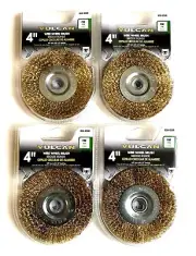 4 VULCAN 4" FINE WIRE WHEEL BRUSH BRUSHES WHEELS FOR BENCH GRINDER 0598