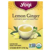 Yogi Tea, Lemon Ginger, Caffeine Free, 16 Tea Bags, 1.27 oz (36 g)