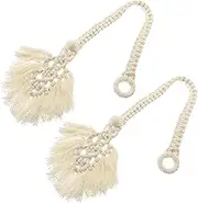 Yardenfun 2pcs Cotton Rope Curtain Tiebacks with Beads Elegant Drapes Holders Versatile Curtain Accessories for Home Decoration and Easy Installation