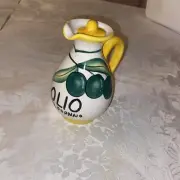Italian Made Olio Del Fornaio Oil Bottle Hand Painted