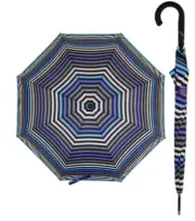 Auto Push Button Open Windproof Umbrellas Striped