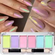 6Grids Metallic Nail Powder Nail Glitter Colorful Mirror Chrome Dust Pigment DIY