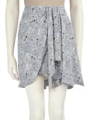 Blue Silk Paisley Draped Skirt
