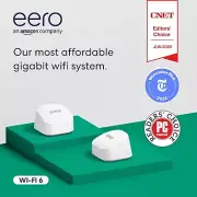 Amazon eero 6+ mesh Wi-Fi router 1.0 Gbps Ethernet Coverage 3,000 sq ft 2-pack