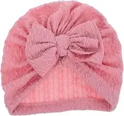 [GLSTOY] Newborn Bowknot Beanie Cap for Boys and Warm Elastic Hat Lightweight and Stylish Head Cover for Newborns and Showers Pink