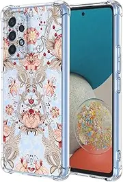 [JDYGWK] for Samsung A53 5G Galaxy A53 5G Case Clear Flower Pattern,Soft TPU Silicone,Thin,Shockproof,Anti-Scratch Protective Cover for Samsung Galaxy A53 5G,Pink White Floral