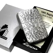 Zippo 1941 Replica Hammer Tone Double Sided Antique Silver Lighter Japan New