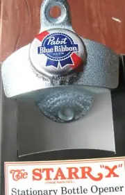 PABST Blue Ribbon PBR STAR Wall Mount BOTTLE OPENER Bar Stationary Beer Soda Cap
