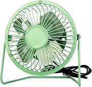 Sokelinn-six 4 Inch Small Usb Desk Fan, Metal Mini Quiet Personal Cooling Fan for Home Office Car Travel (Green)
