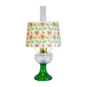 Aladdin Clear Over Emerald Lincoln Drape Table Oil Lamp, Sunflower Shade, Brass