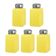 5pcs 6.8 Oz/200ml Alcohol Push Down Pump Dispenser Bottle Press, Yellow