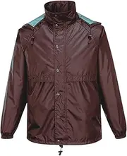 Huski Men's Stratus Waterproof Workwear Concealed Hood Windproof Packable Rain Jacket, Garnet Red, Small