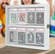 Graded Trading Card Display Case 8 Pcs Sport Baseball PSA Slab Wood White Frame