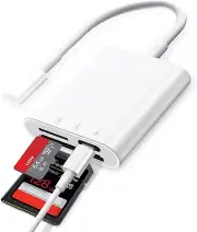 Lightning Apple Ipad Iphone Tail Adapter SD/Micro SD Card Reader Camera Reader